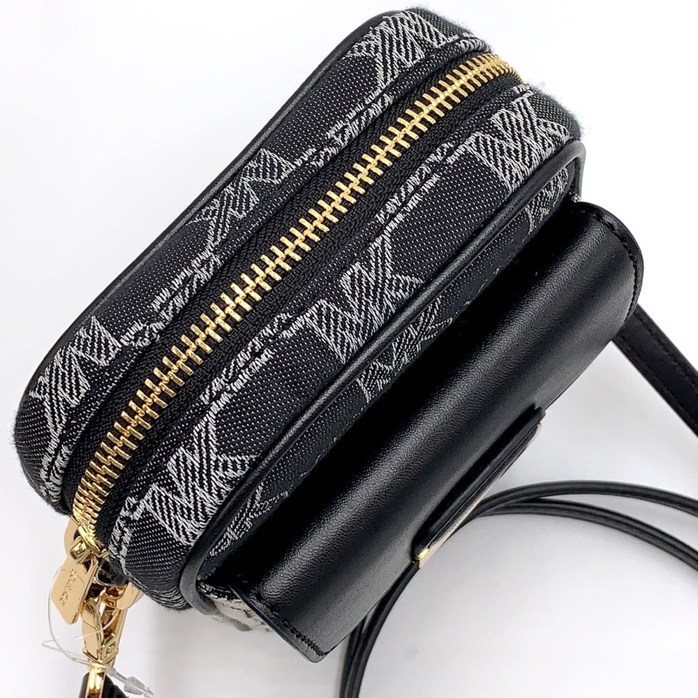 Michael Kors Sloan Editor Small Phone Logo Jacquard Crossbody Black Multi - Picture 6 of 16